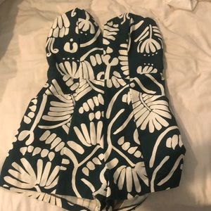 Green and White Romper